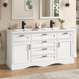 Bathroom vanity cabinet with double sink